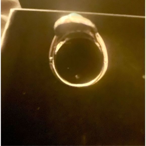 VINTAGE LARGE TURQUOISE N SILVER RING - Picture 3 of 4